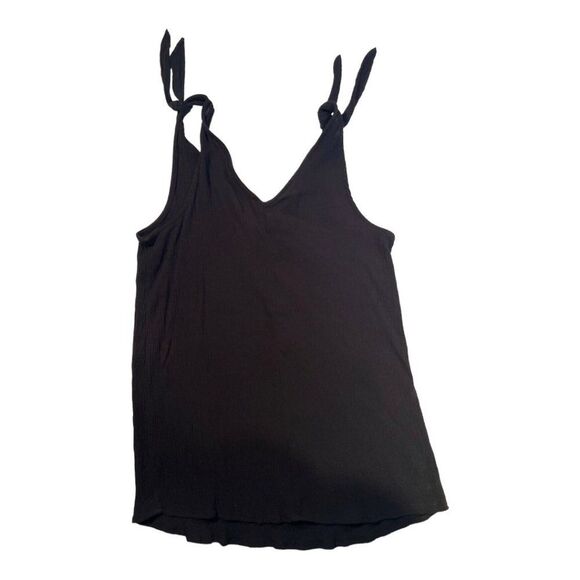 a.n.a Tank Flowy Tie Shoulder Halter Top V-Neck V-Back Basic Shirt Black XS - Picture 8 of 12